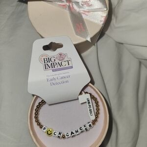 Big Impact Gold Beaded Bracelet with F*ck Cancer